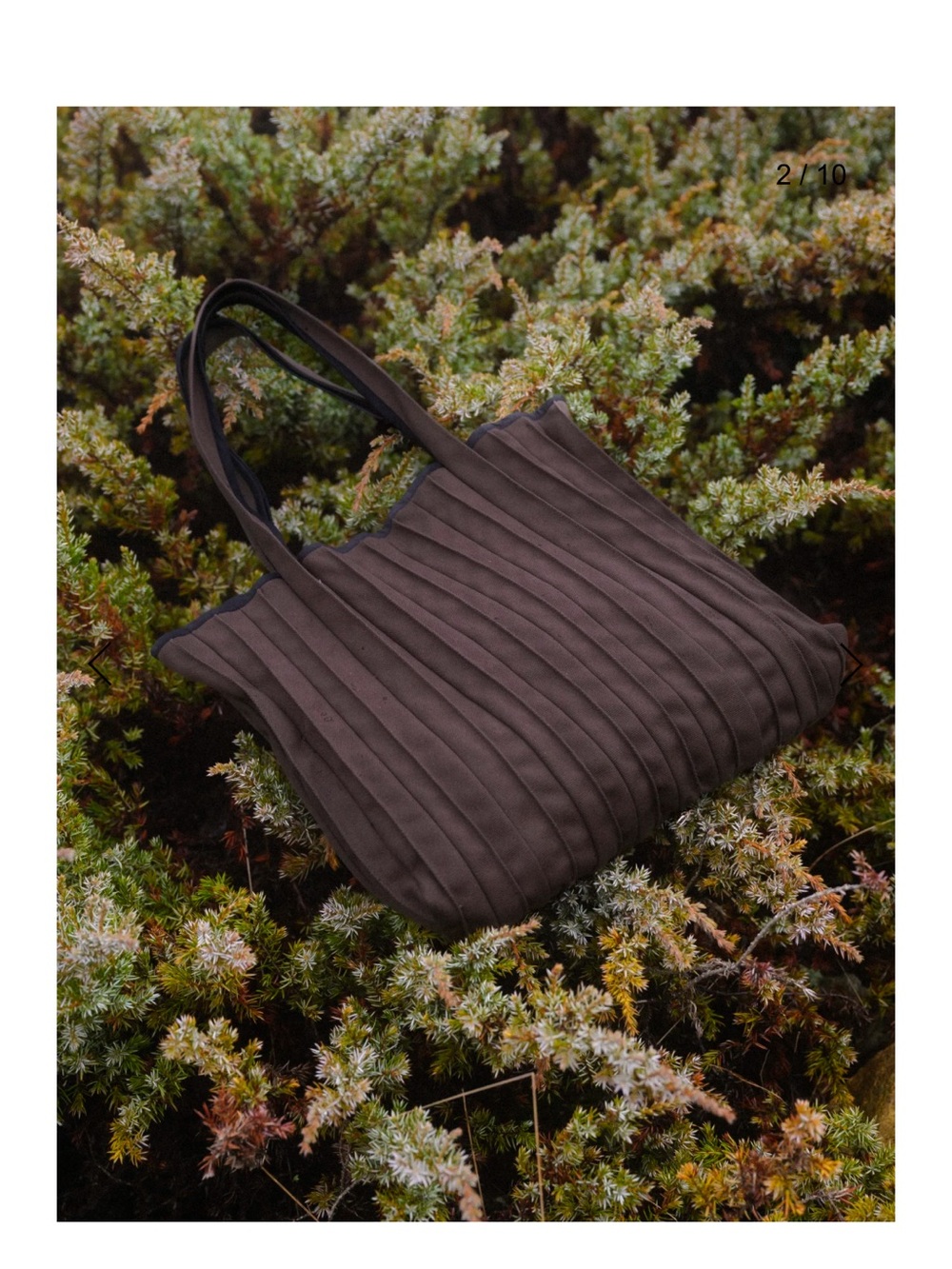 Brown Pleated Tote Bag with Dual Shoulder Straps